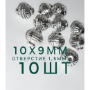 Набор бусин. 40шт. Стальной родий, 7 и 10 мм. отверстие 2,5-3,5 мм. Китай.